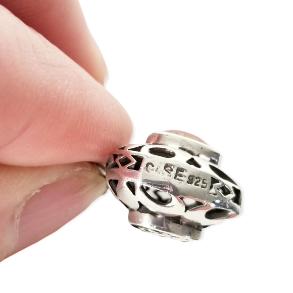 925 Sterling Silver Openwork 3-D Heart w/ Carnelian Gemstone Pendant Necklace - Picture 7 of 8